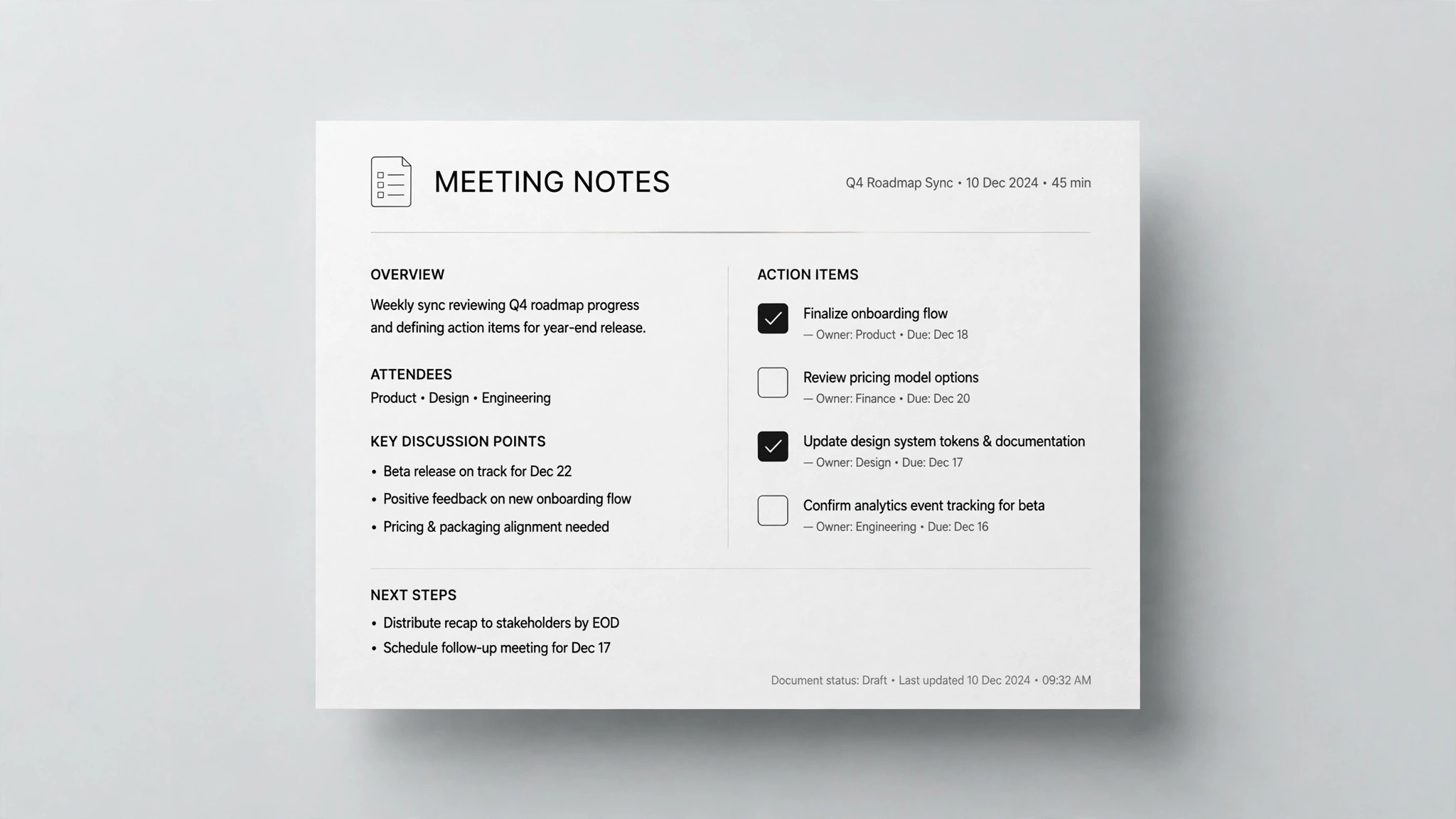 Meeting Notes preview