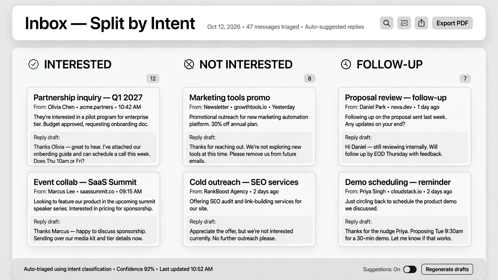 Outreach Replies preview